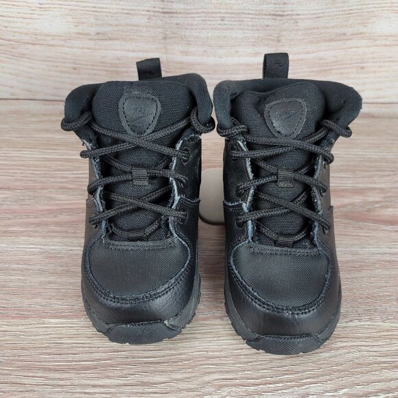 Nike Manoa Black Leather Boots Kids‎ Toddler Size 7C Lace Up Shoes BQ5374-001 - Picture 3 of 8